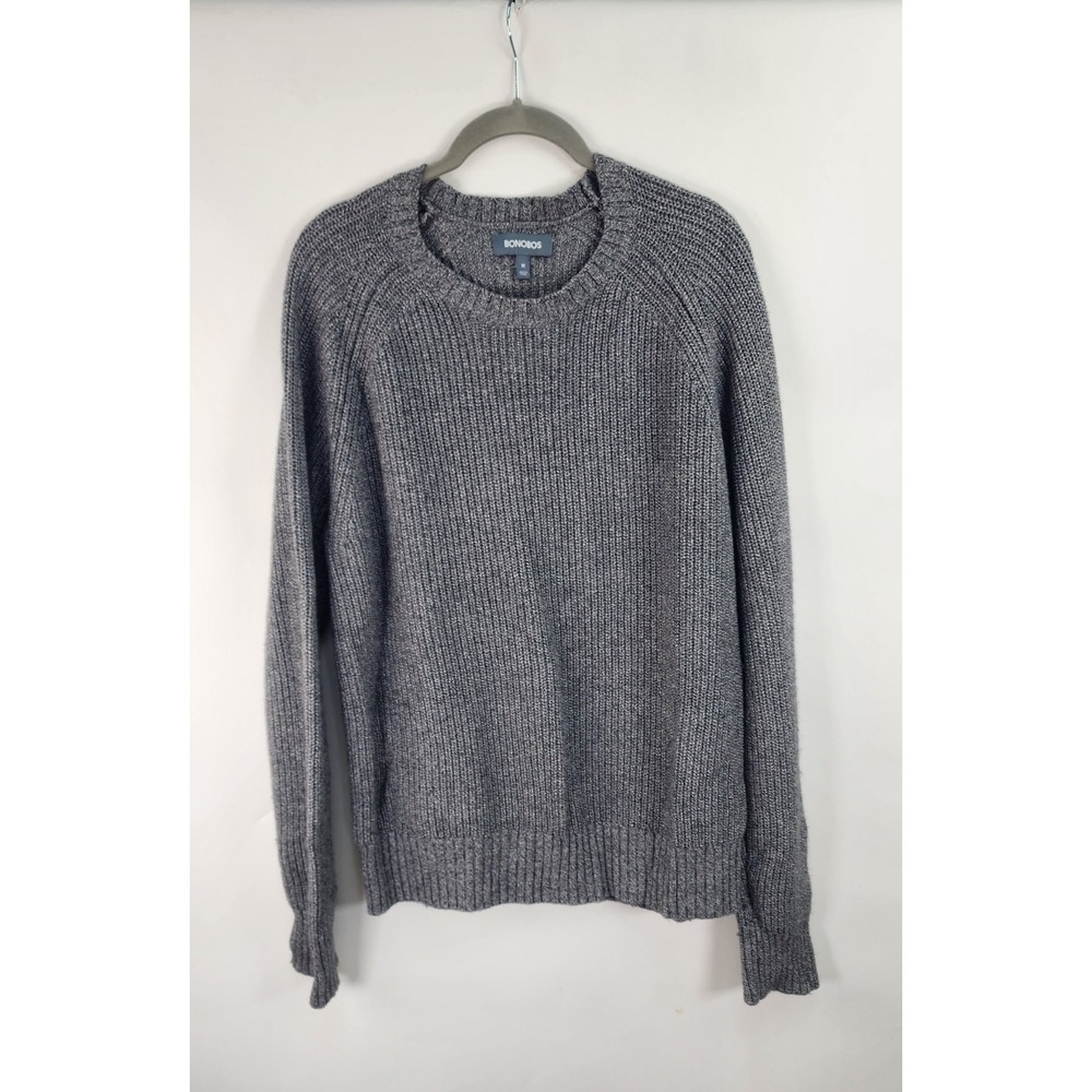 Bonobos Marled Sweater Men's M Gray Ribbed Cashmere Blend Preppy Minimalist